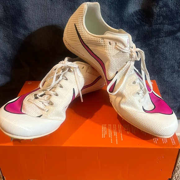 Nike Zoom Rival Sprint Women's White and Pink Track Shoes - Picture 9 of 13